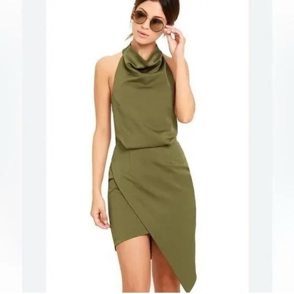 Elliatt Camo Dress‎ Women’s Size Medium Mini Halter Cocktail Khaki Olive Green - Picture 1 of 10
